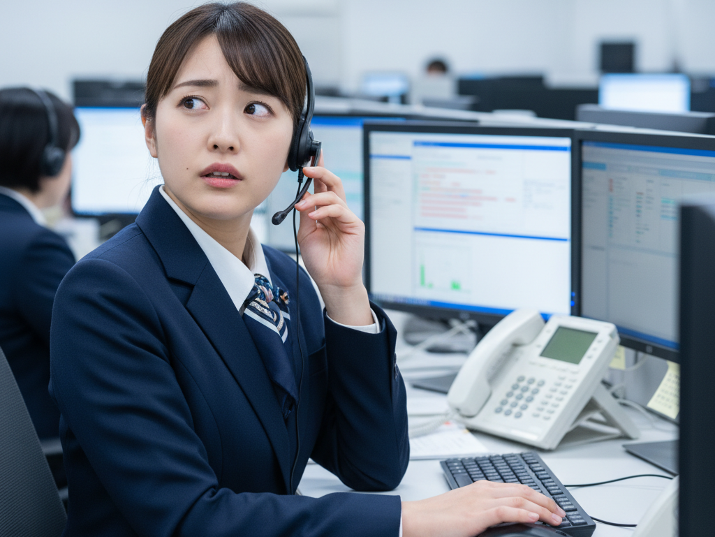 受話器を置く手のクローズアップ